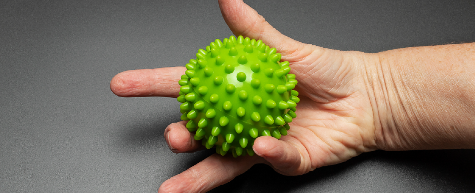 Hand with exercise ball